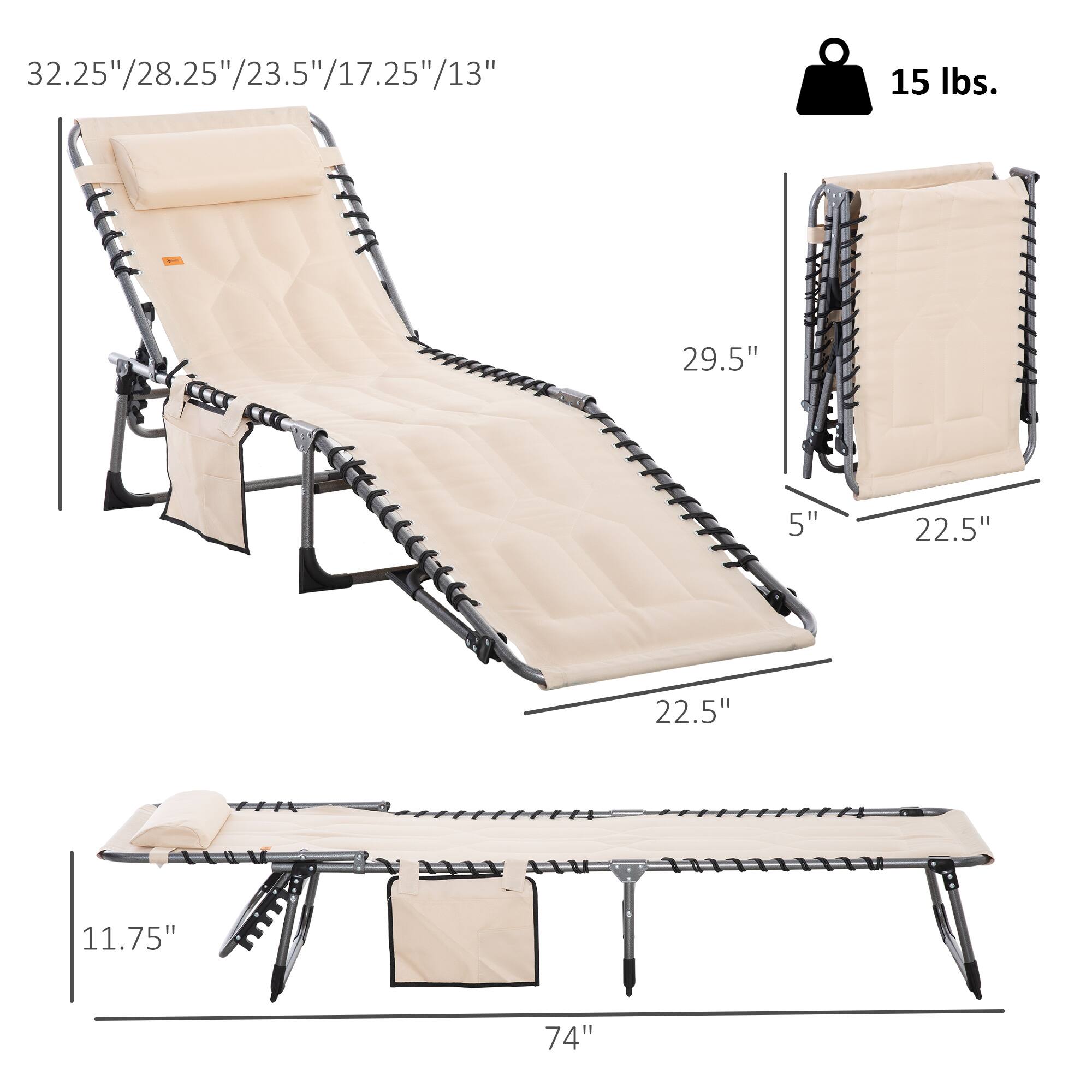 32.25" 28.25" 23.5" 17.25" 13" 15 lbs. 29.5" 5" 22.5" 22.5" 11.75" 74"