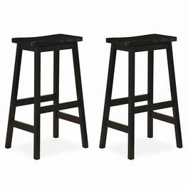 Gymax - 29'' Saddle-Seat Counter Height Stools Set of 2 Backless Barstools w/Curved Seat - Black