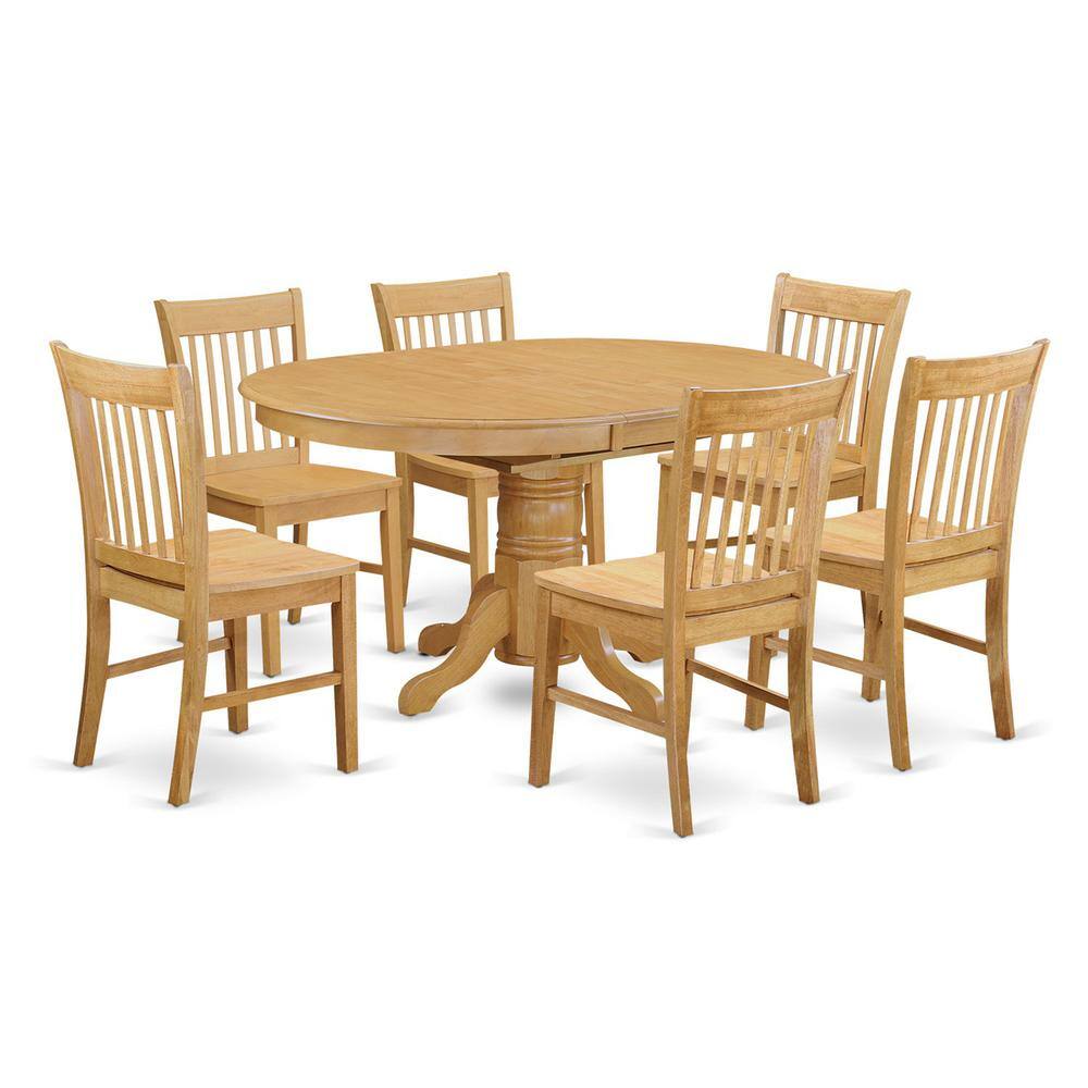 Back. East West Furniture - 7 PC Table and chair set - Kitchen dinette Table and 6 dinette Chairs - Oak.