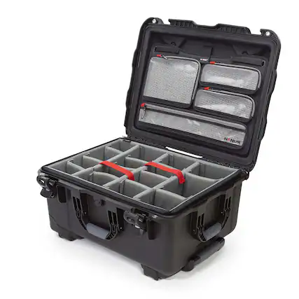 Front. NANUK - Nanuk 950 Wheeled Waterproof Hard Case with 4-Pocket Lid Organizer and Padded Divider for Camera, Black.