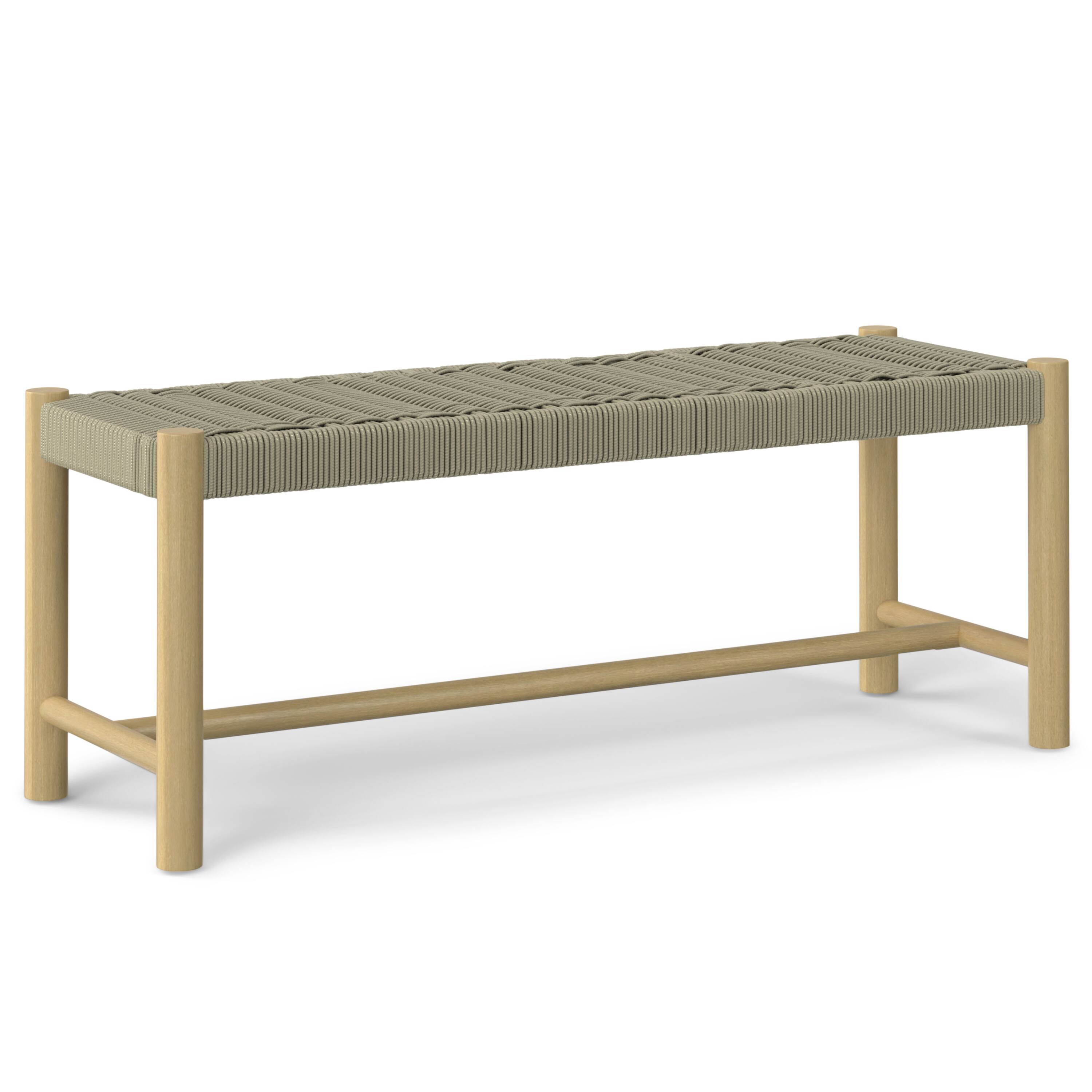 Front. Simpli Home - Dahlia SOLID ACACIA WOOD 18 inch x 46 inch Contemporary Outdoor Indoor Bench in Natural Taupe - Natural Taupe.