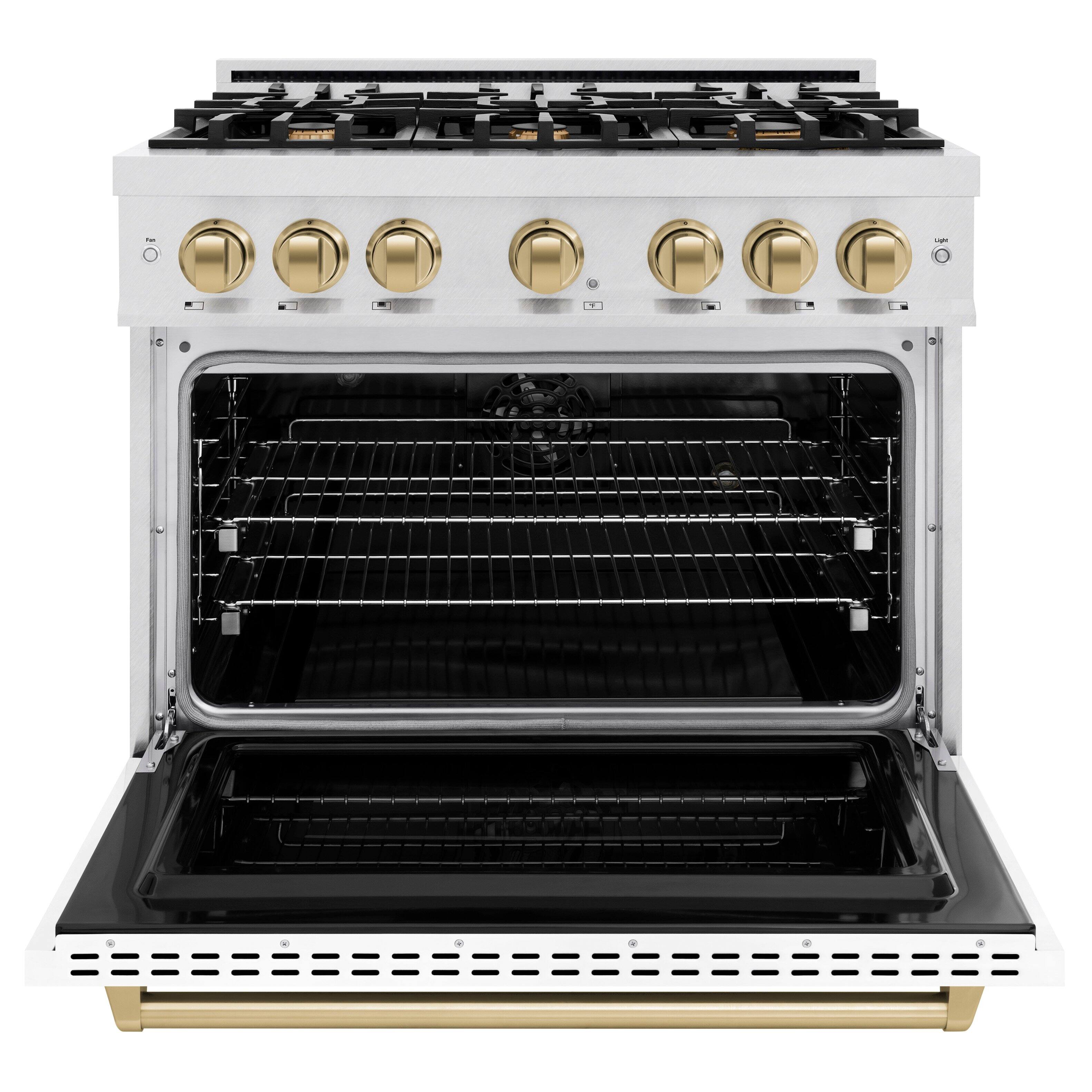 Alt View 1. ZLINE - ZLINE Autograph 36 in. Classic Dual Fuel Range with White and Bronze Accents (CDRSZ-WM-36-CB) - White.