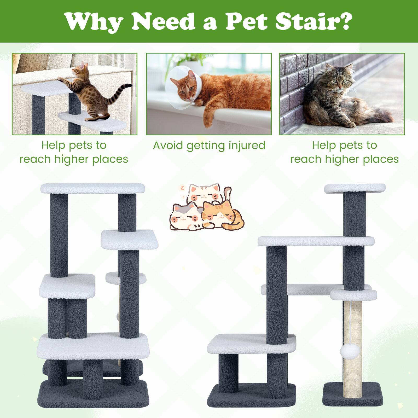 Why Need a Pet Stair?

- Help pets to reach higher places
- Avoid getting injured
- Help pets to reach higher places