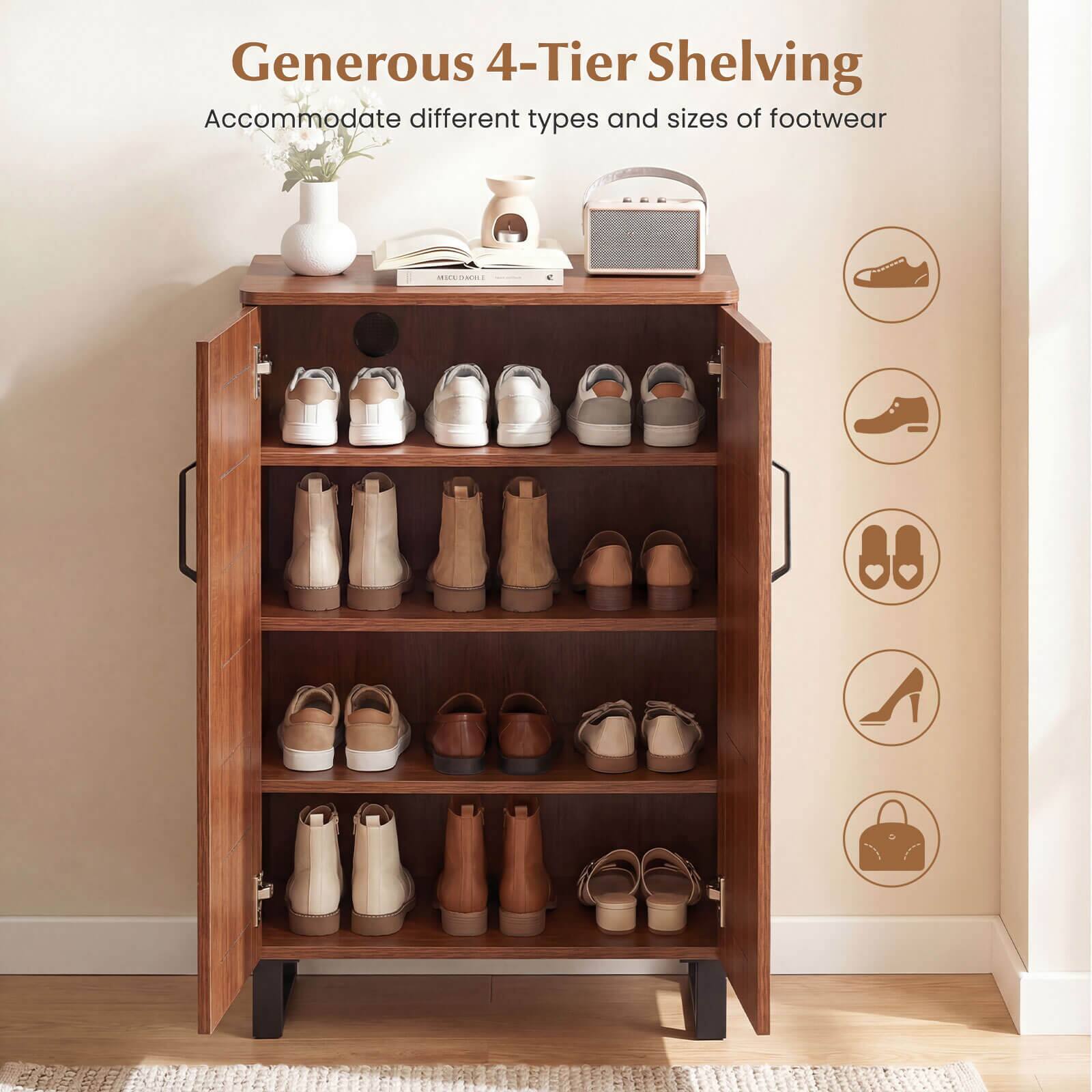 Generous 4-Tier Shelving  
Accommodate different types and sizes of footwear