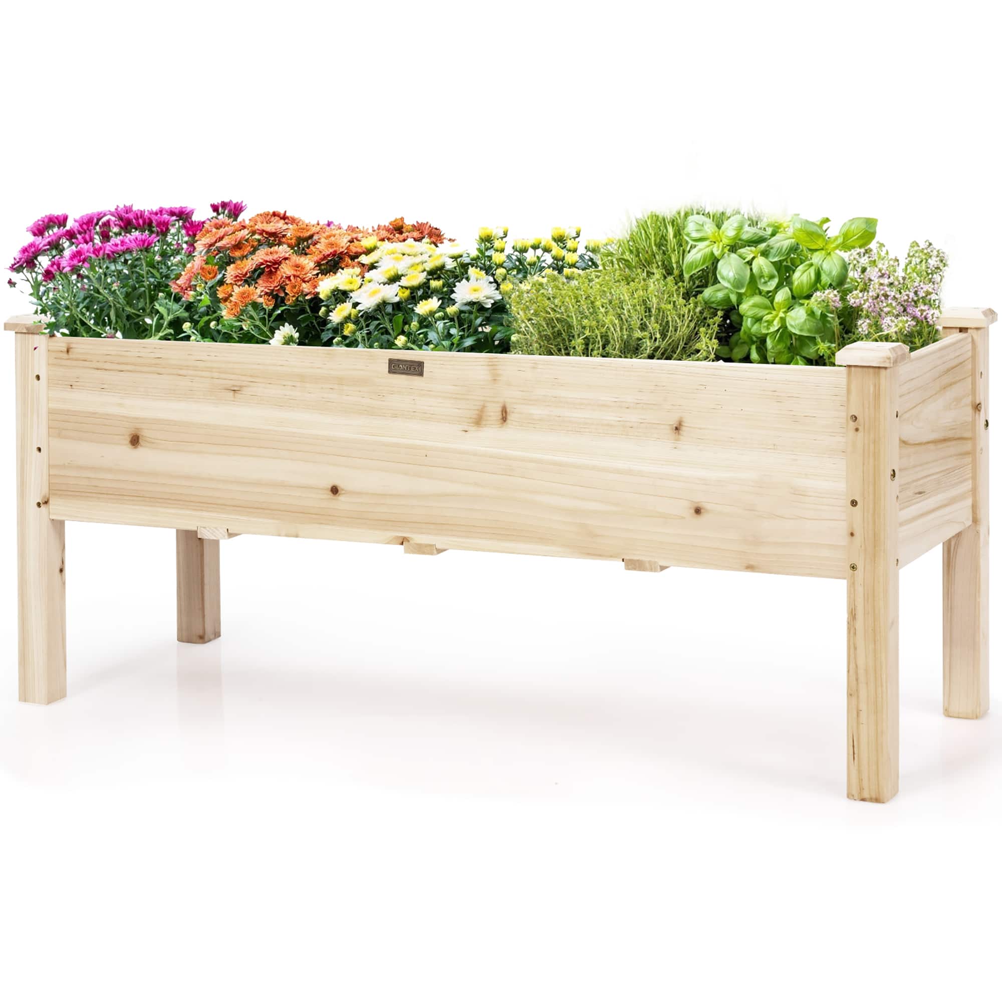 Costway - Raised Garden Bed Elevated Planter Box Wood for Vegetable Flower Herb - Natural