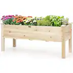 Front. Costway - Costway Raised Garden Bed Elevated Planter Box Wood for Vegetable Flower Herb - Natural.