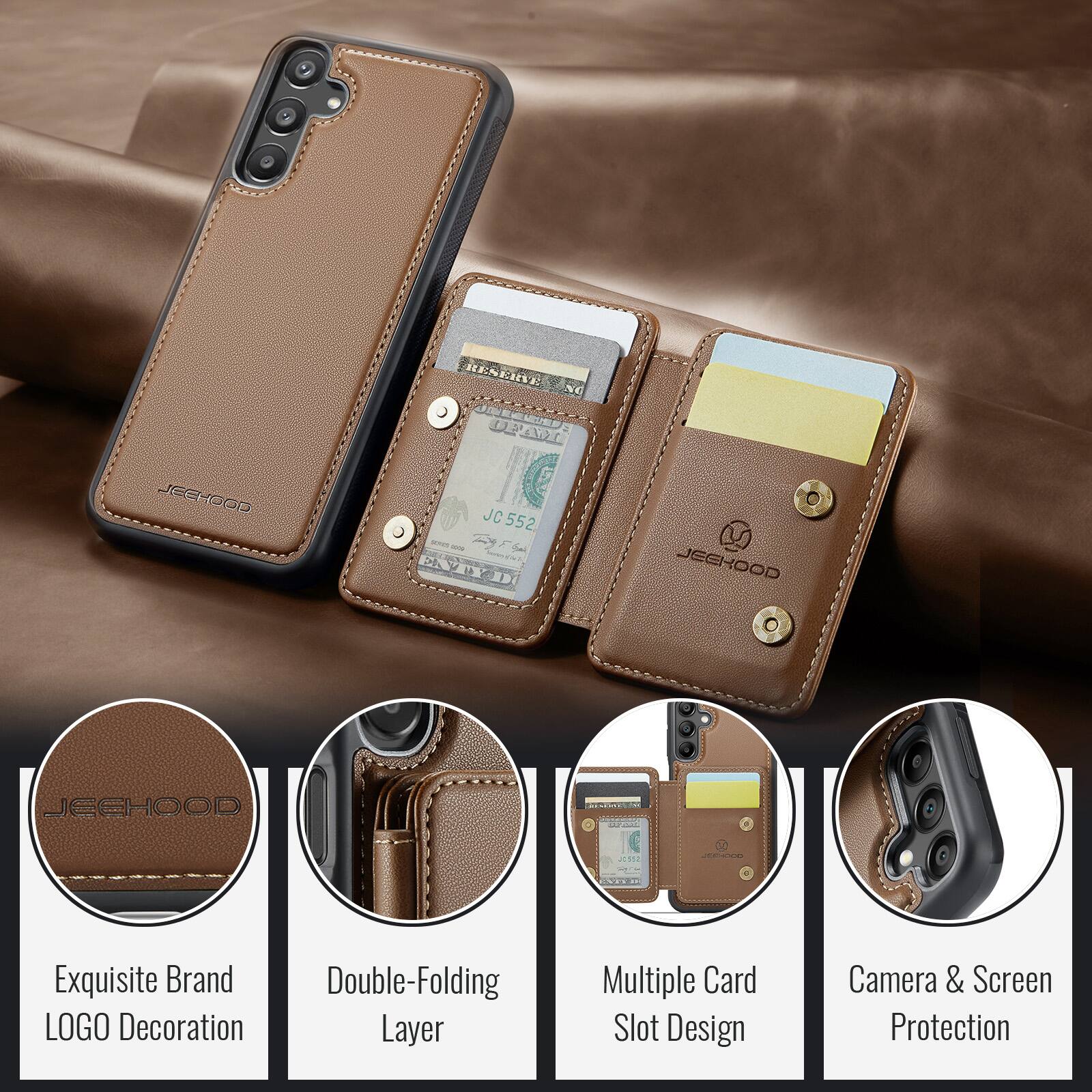 ENR C UPAN JEEHOOD JC552 JC - 276  
ENTEI JEGHOOD JEEHOOD 2 3  
Exquisite Brand Double-Folding LOGO Decoration Layer Multiple Card Slot Design Camera & Screen Protection