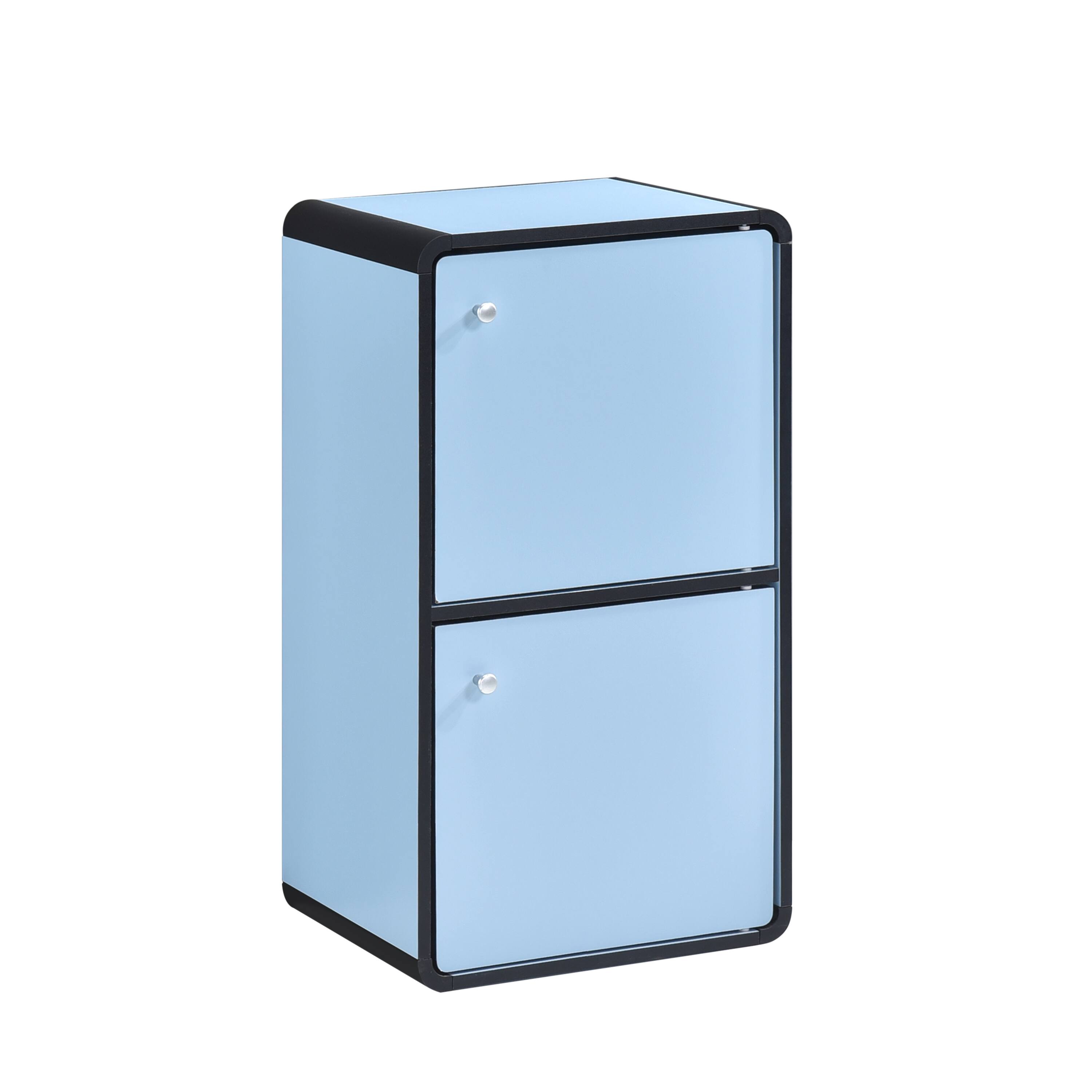 Angle. Kings Brand Furniture - Kings Brand Furniture Dothan Wood 2-Cubed Closed Bookcase - Storage Shelf Organizer Bookshelf - Blue.