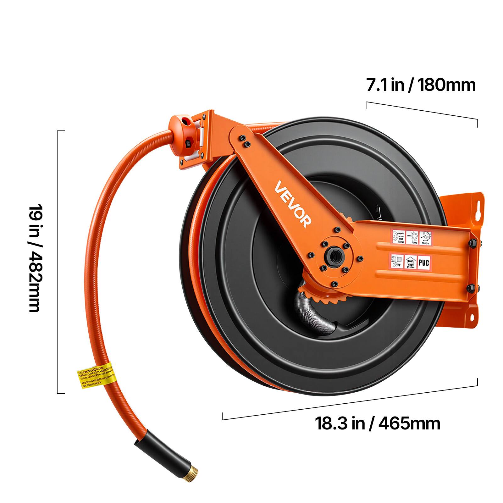 7.1 in / 180mm  
19 in / 482mm  
18.3 in / 465mm  
VEVOR  
PVC