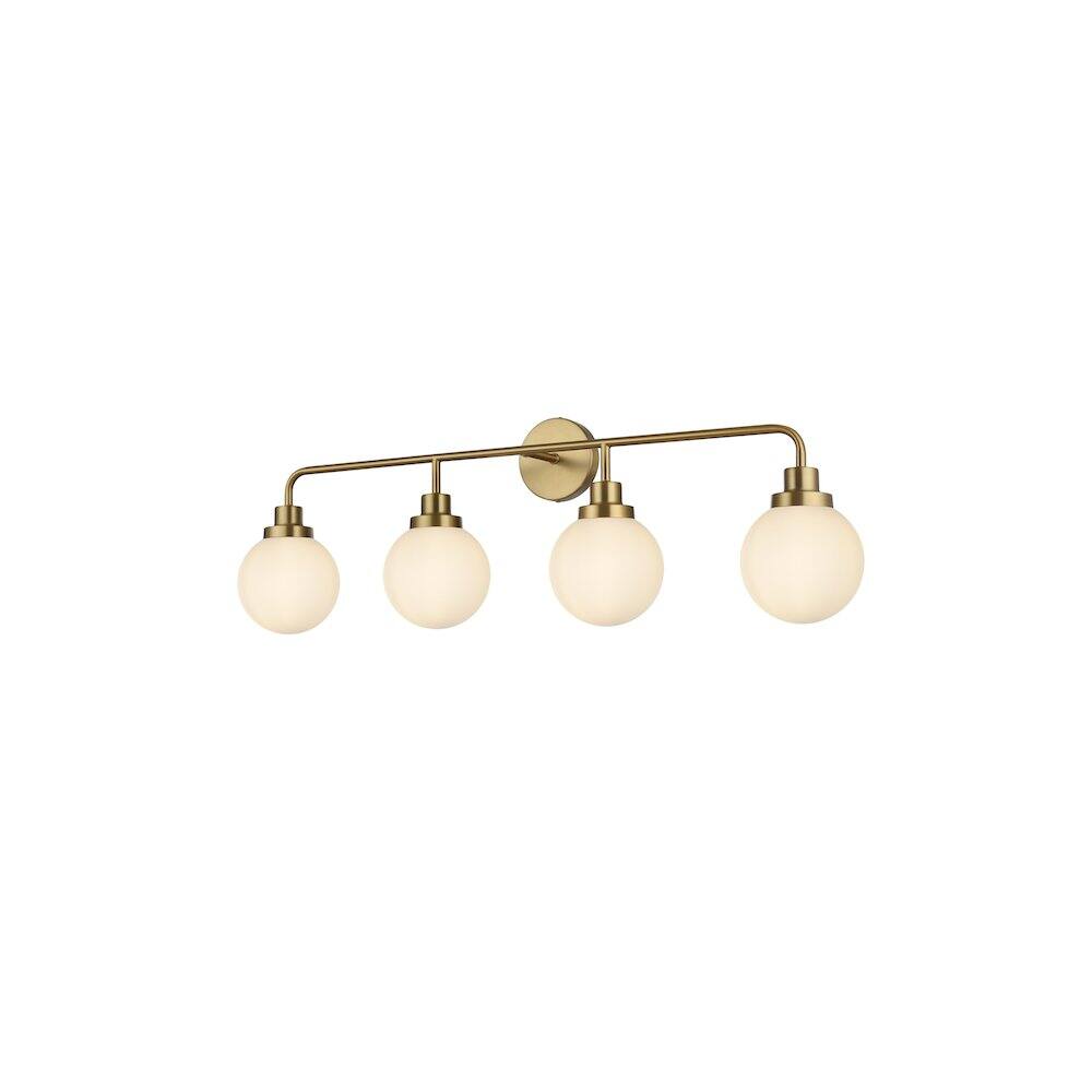 Left. Living District - Hanson 37 inch Wall Sconce in Satin Gold - Satin Gold And Opal White.