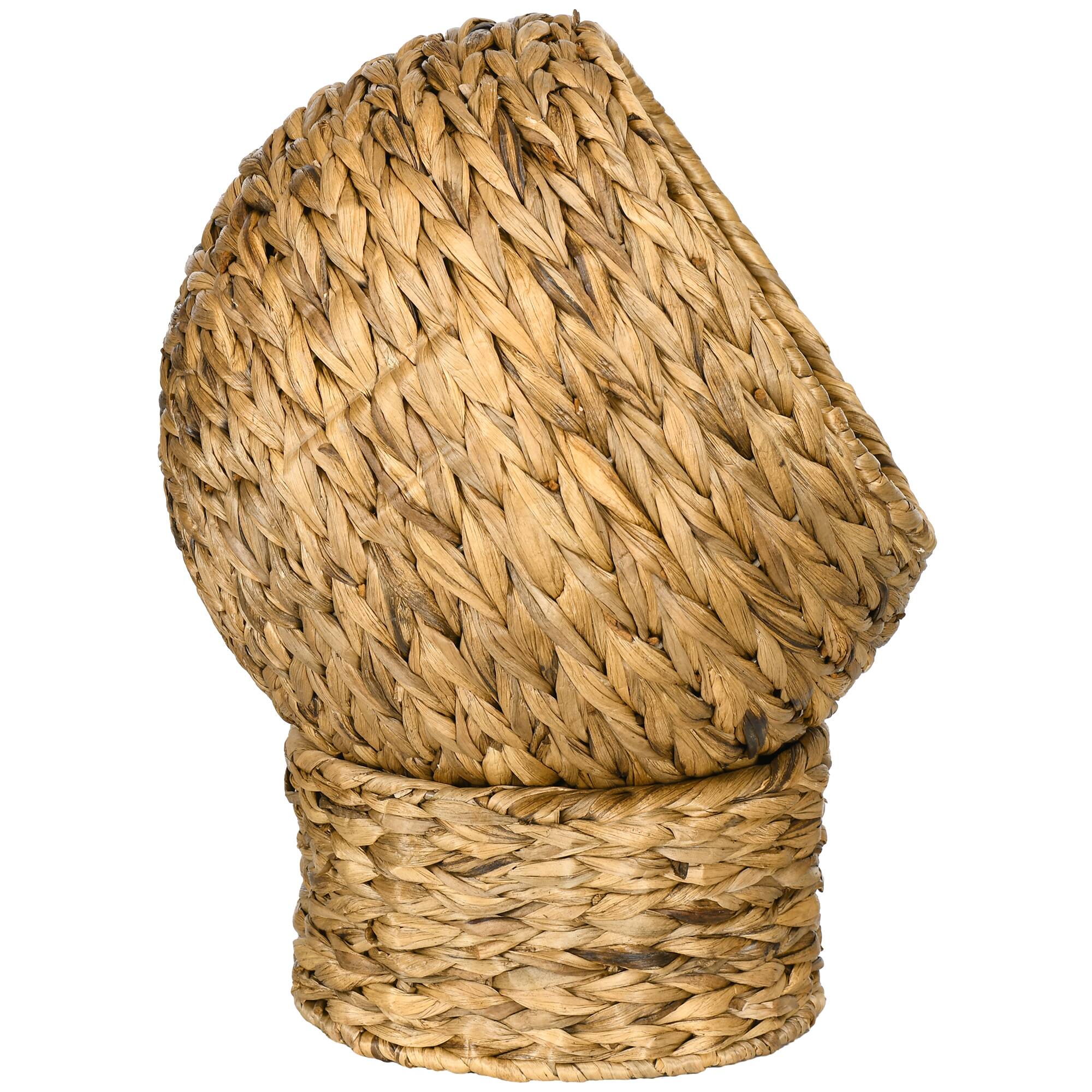 Alt View 5. Pawhut - Handwoven Elevated Cat Bed, Soft Cushion, Cat Egg Chair Shape, with Stand, Raised Wicker, Indoor, 20.5" H.