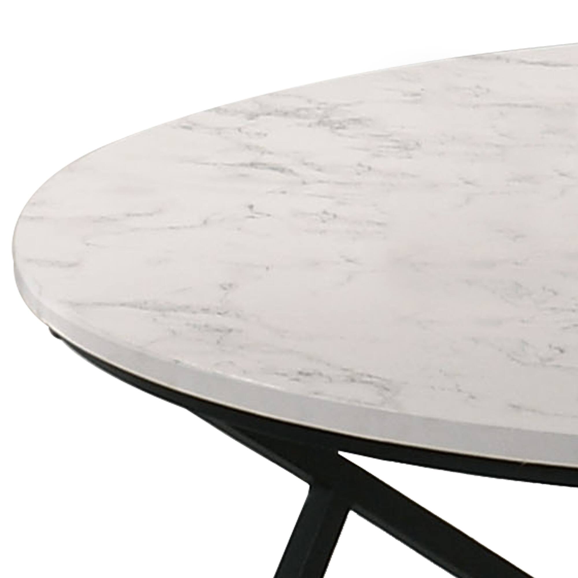 Back. Vaczon - Contemporary 3-Piece Table Set with Decorative Metal Base Accent Table for Dining Kitchen or Small Spaces - White.