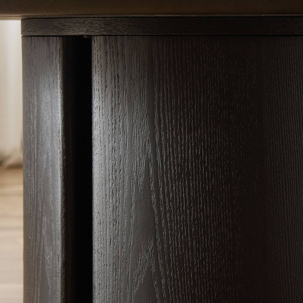 Alt View 6. Loheer - Loheer 35.43 Inch Round Coffee Table Sintered Stone Modern MDF Pedestal Living Room Table Black - Black.