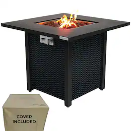 SereneLife - Outdoor Propane Fire Pit Table, 40,000 BTU, CSA Approved, Pulse Ignition, Steel Top - SLFPS3 - Gray