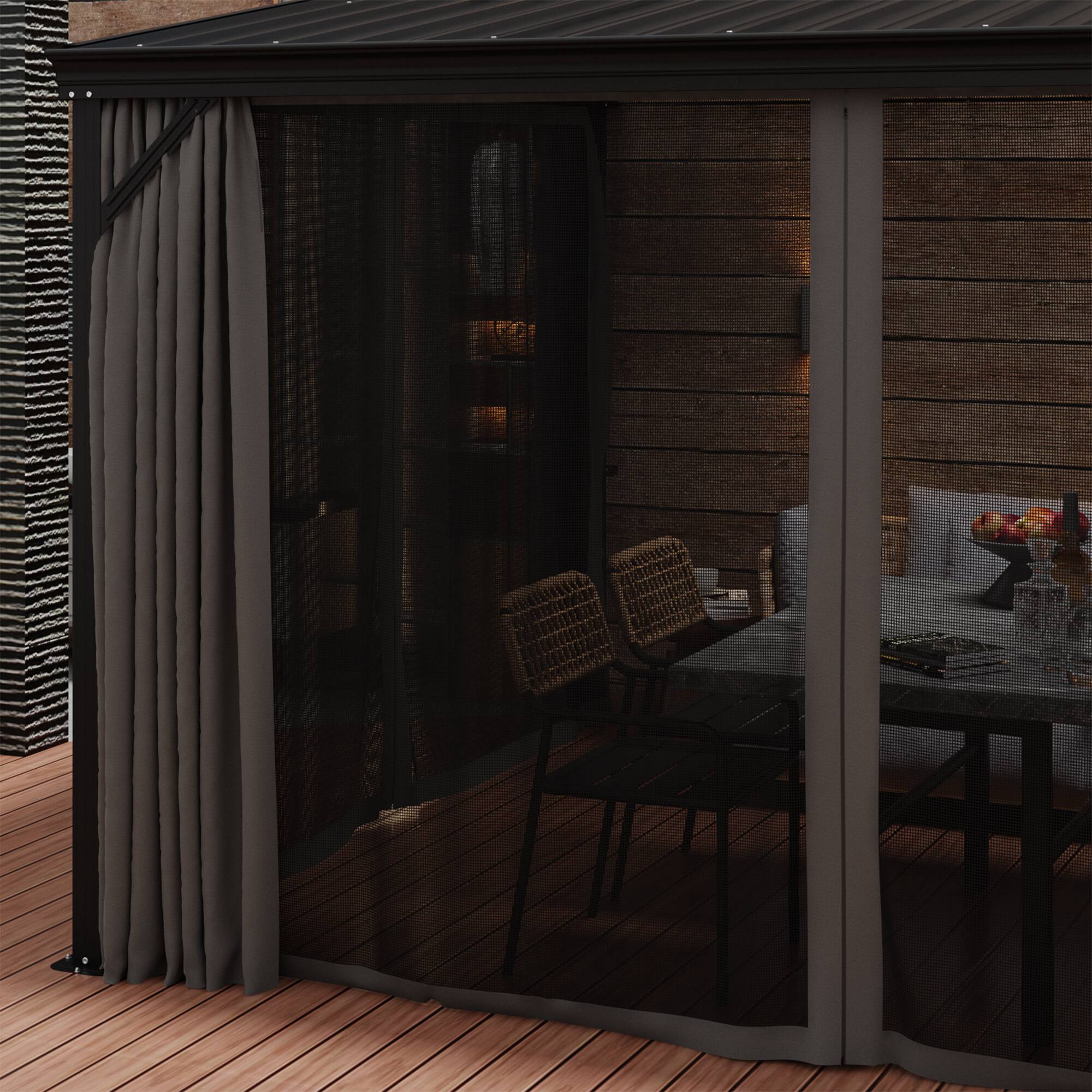 Alt View 2. Famapy - Heavy Duty Outdoor Gazebo with Steel Roof, Aluminum Frame, Curtains & Netting for Patio, Garden, Deck.
