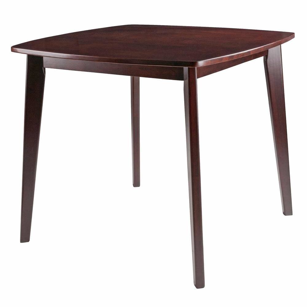 Back. FurniFact - Walnut Square Dining Table – Compact Solid Wood Kitchen Table for Small Spaces - Walnut.