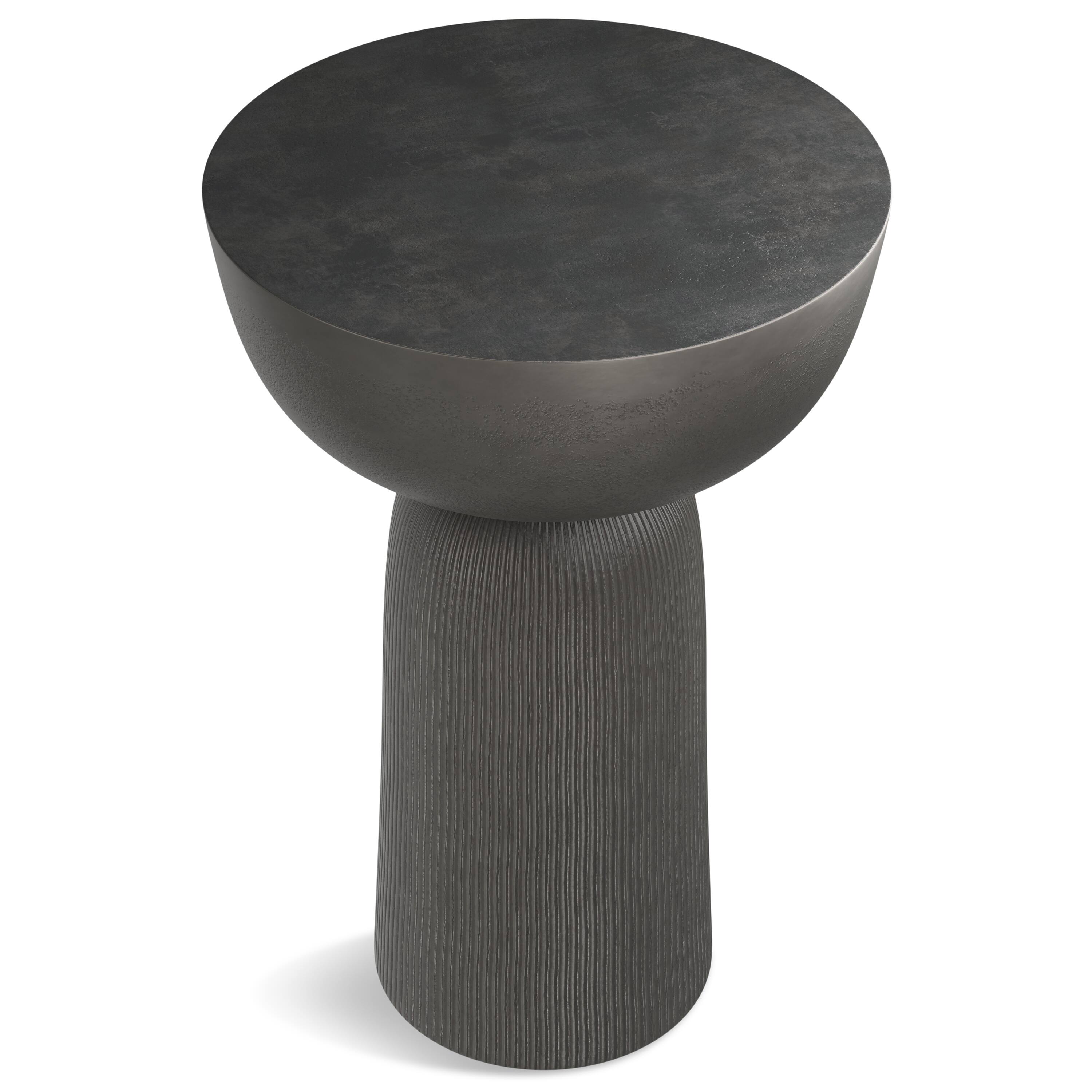 Alt View 1. Simpli Home - Hughes Contemporary 14 inch Wide Cast Aluminum Side Table in Black Nickel, Fully Assembled - Black Nickel.
