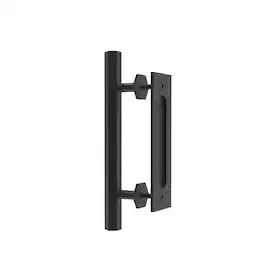 Boyel Living - 10 in. Hexagon Pull and Flush Sliding Barn Door Handle Set - Black