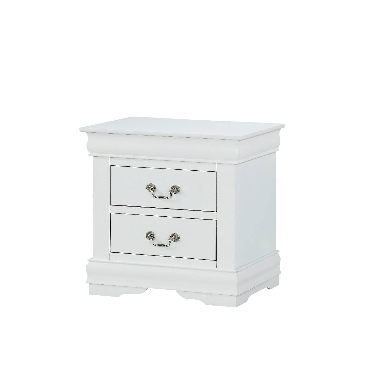 Angle. Loheer - Loheer White Solid Wood Nightstand with Two Drawers for Bedroom - White.