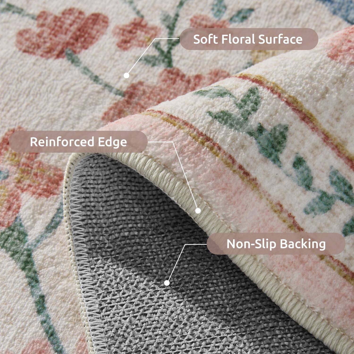 Soft Floral Surface  
Reinforced Edge  
Non-Slip Backing