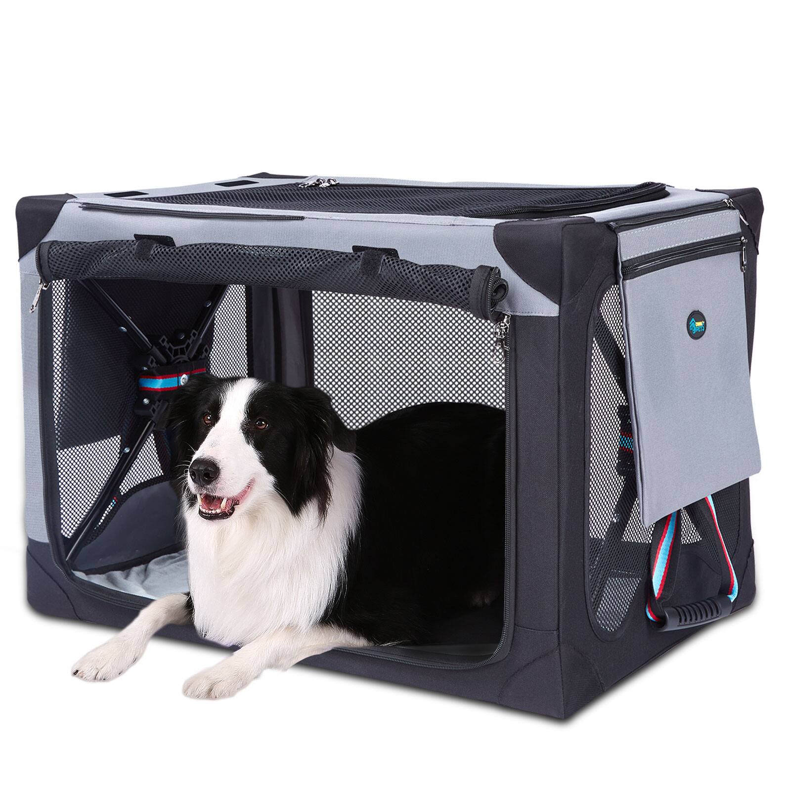Front. Ownpets - 32" 3 Door Collapsible Dog Crate.