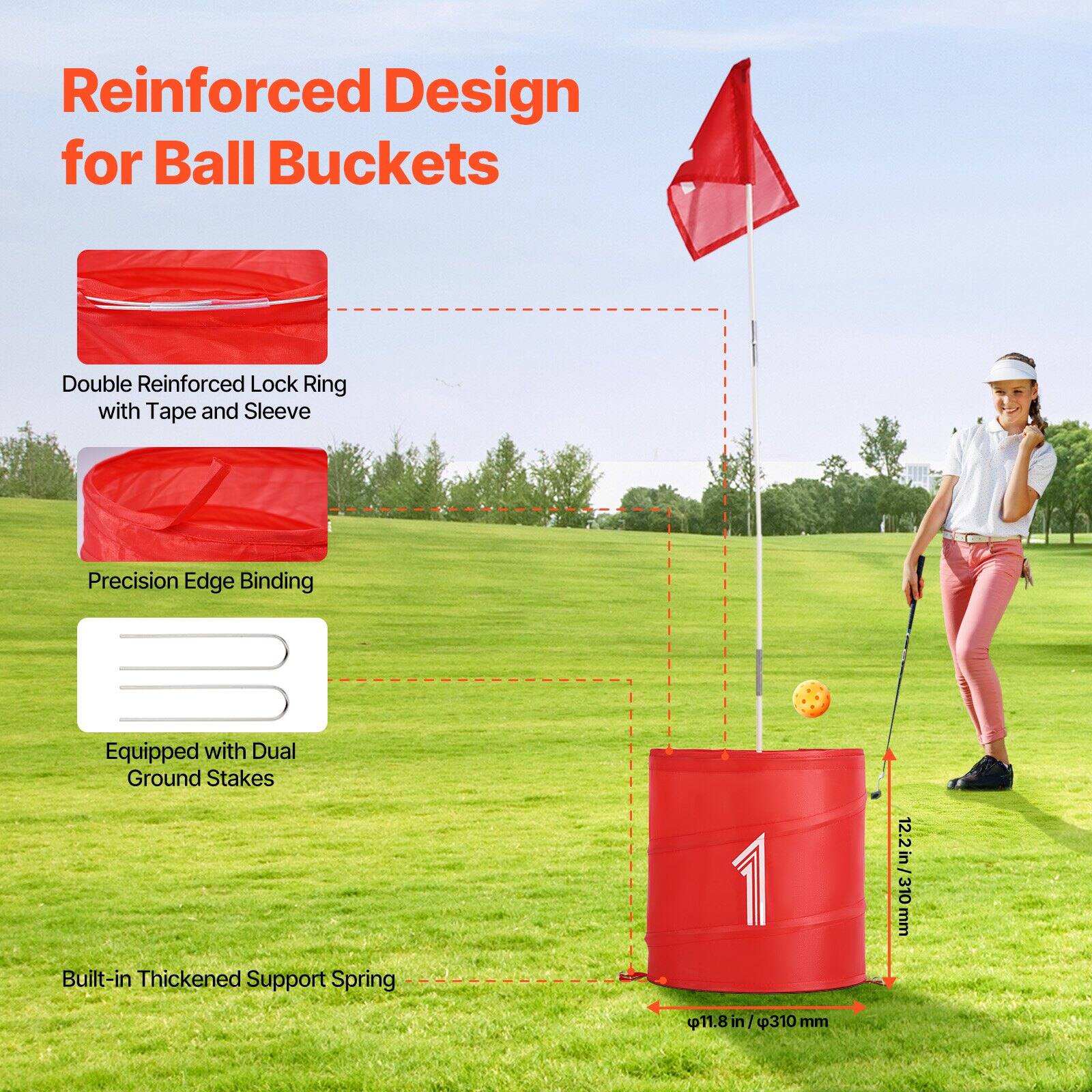 Reinforced Design for Ball Buckets

- Double Reinforced Lock Ring with Tape and Sleeve
- Precision Edge Binding
- Equipped with Dual Ground Stakes
- Built-in Thickened Support Spring

Dimensions:
- Height: 12.2 in / 310 mm
- Diameter: 11.8 in / 310 mm
