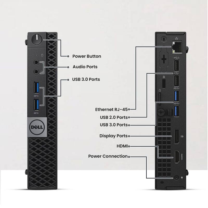 - Power Button
- Audio Ports
- USB 3.0 Ports
- Ethernet RJ-45
- USB 2.0 Ports
- USB 3.0 Ports
- Display Ports
- HDMI
- Power Connection