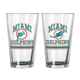 Logo Brands - Miami Dolphins 16oz. Pint Glass Two Pack - Multicolor