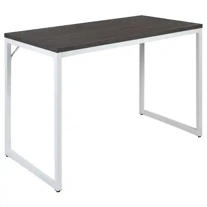 Front. Emma + Oliver - Industrial Modern Desk-47"L Commercial Grade Home Office Desk - Rustic Gray Top/White Frame.