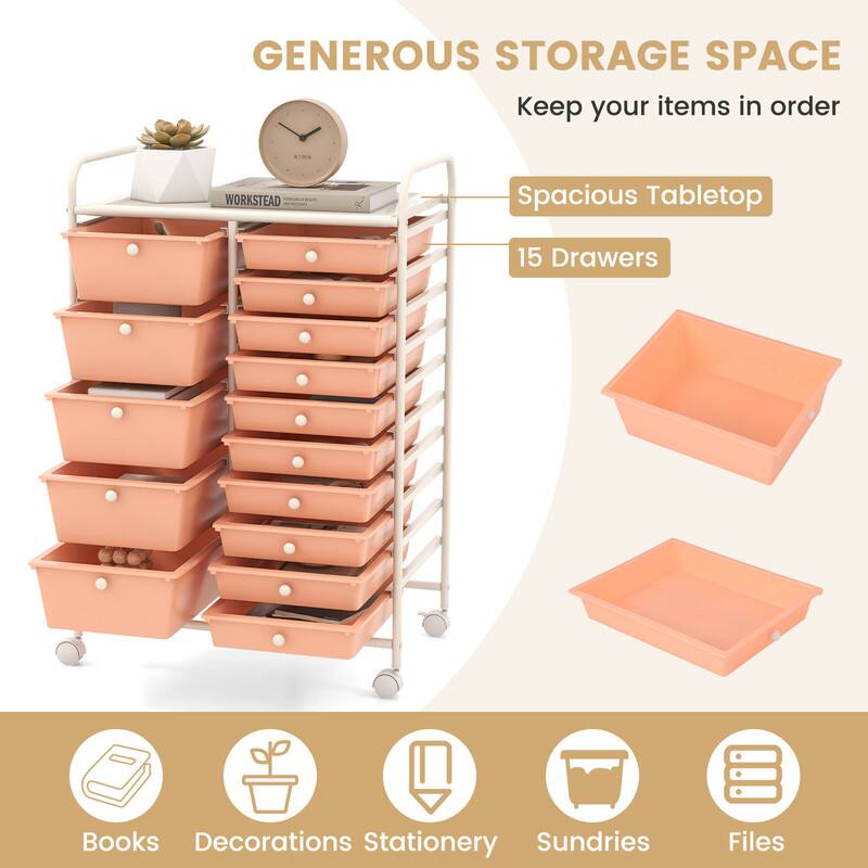 GENEROUS STORAGE SPACE  
Keep your items in order  
WORKSTEAD Spacious Tabletop  
15 Drawers  
Books  
Decorations  
Stationery  
Sundries  
Files