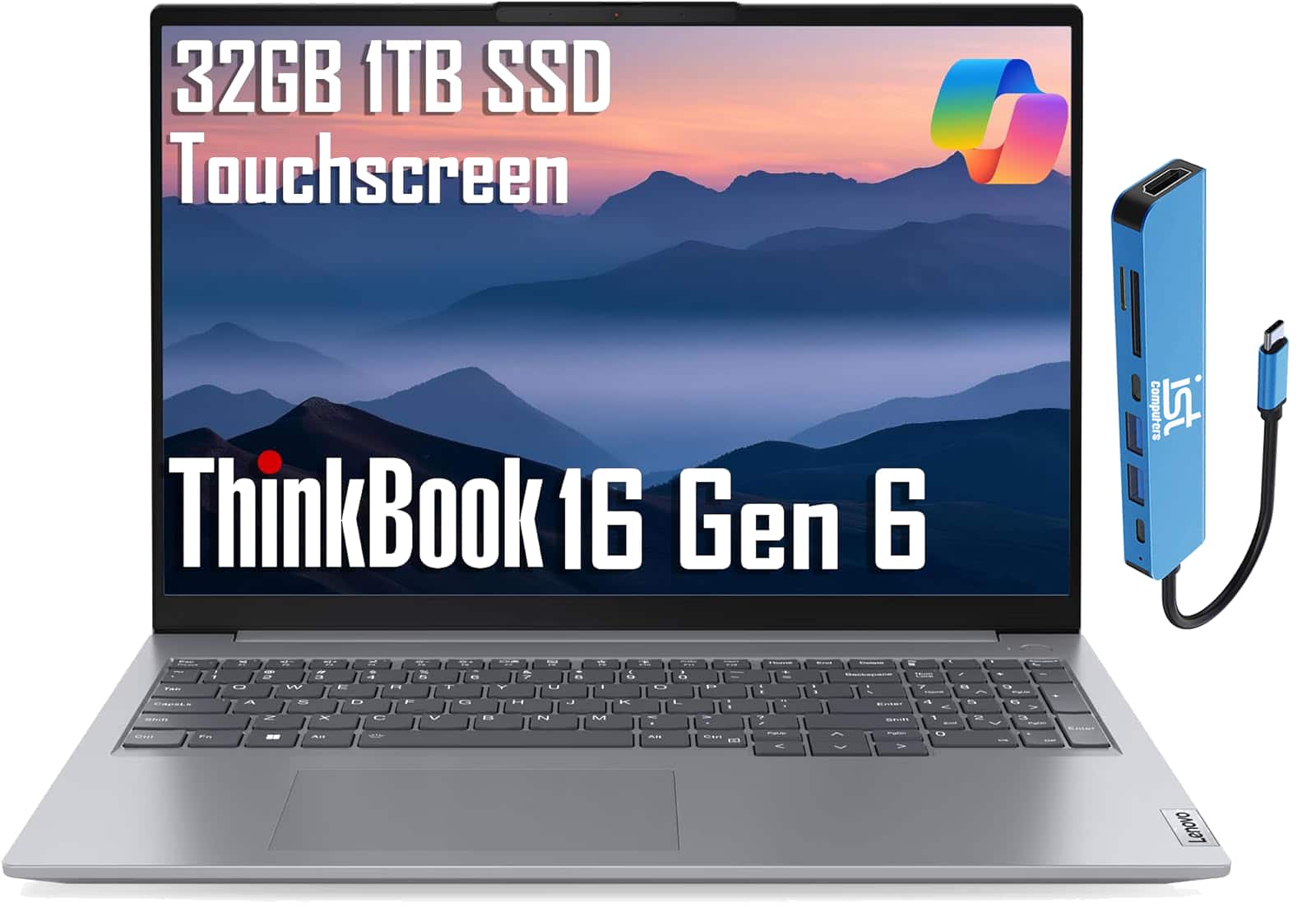 Lenovo - ThinkBook 16" WUXGA Touch Screen Laptop - Intel Core i5 with 32GB Memory - 1TB SSD - Windows 11 Pro - Arctic Gray