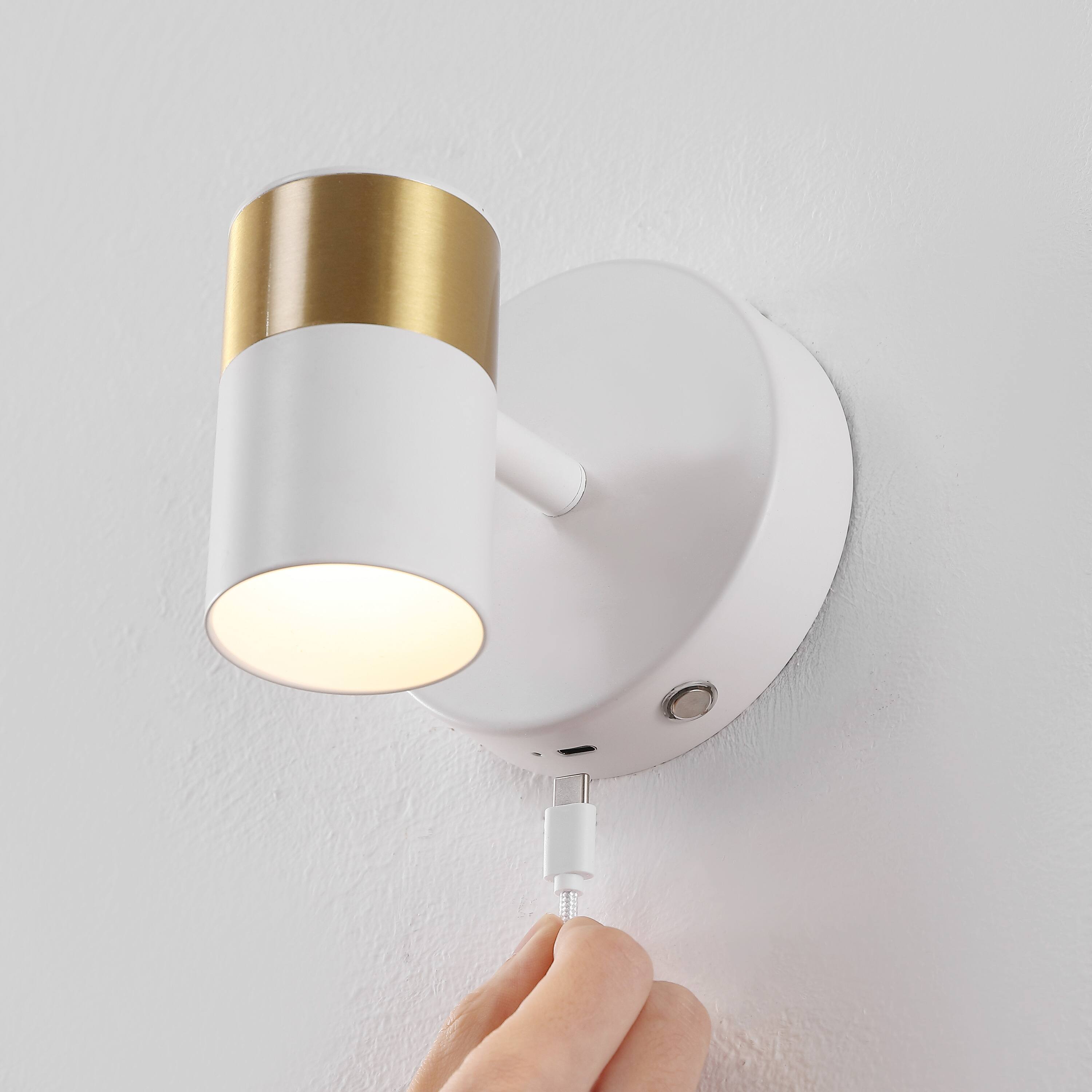 Alt View 10. Jonathan Y - Paola 6" 1-Light Adjustable Head Integrated Dimmable LED Rechargeable Spotlight with Touch Sensor, White/Brass Gold - White/Brass Gold.