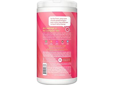 Let the fresh, zesty scent of pink grapefruit put a pep in your step while you conquer daily cleanup.

dirt belongs in the compost™ bin

green + green dirt is a choice, not a chore. With this plant-based formula, you can feel good about cleaning up. It's tough on dirt, gentle on surfaces, and leaves a pleasant scent. Plus, it's made with 95% natural ingredients, so you can feel good about what you're using.

- Leaves a fresh, zesty scent
- Plant-based formula
- Tough on dirt, gentle on surfaces
- 95% natural ingredients
- Compostable packaging

W

[Additional text and icons related to product details and usage instructions]
