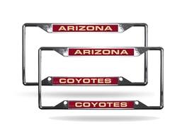 Rico Industries - Arizona Coyotes NHL (Set of 2) All Corner EZ View Chrome Metal Laser Cut License Plate Frames - Multi