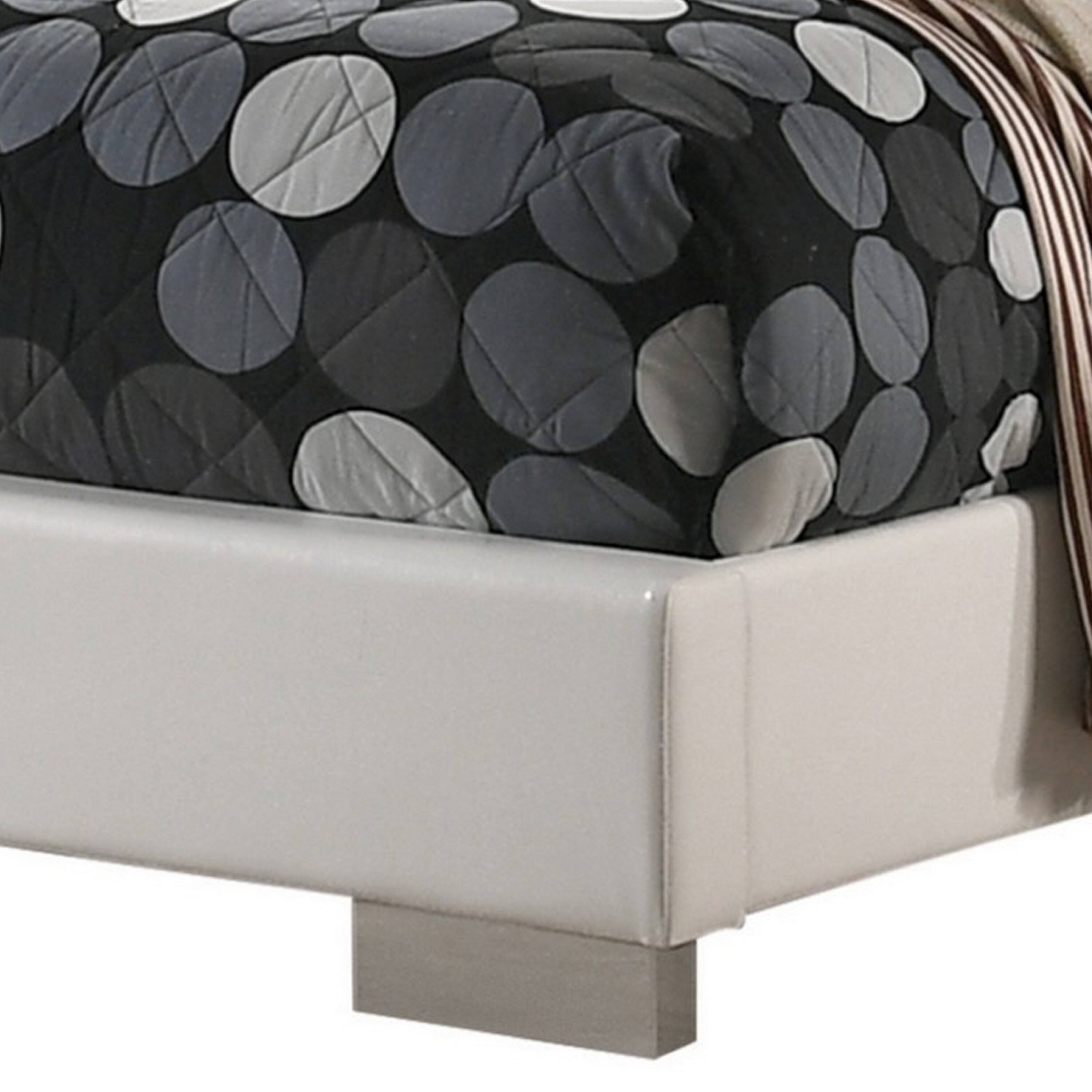 Alt View 3. Manhattan Lane - Sok Full Panel Bed with LED Headboard, Low Profile Footboard - White.