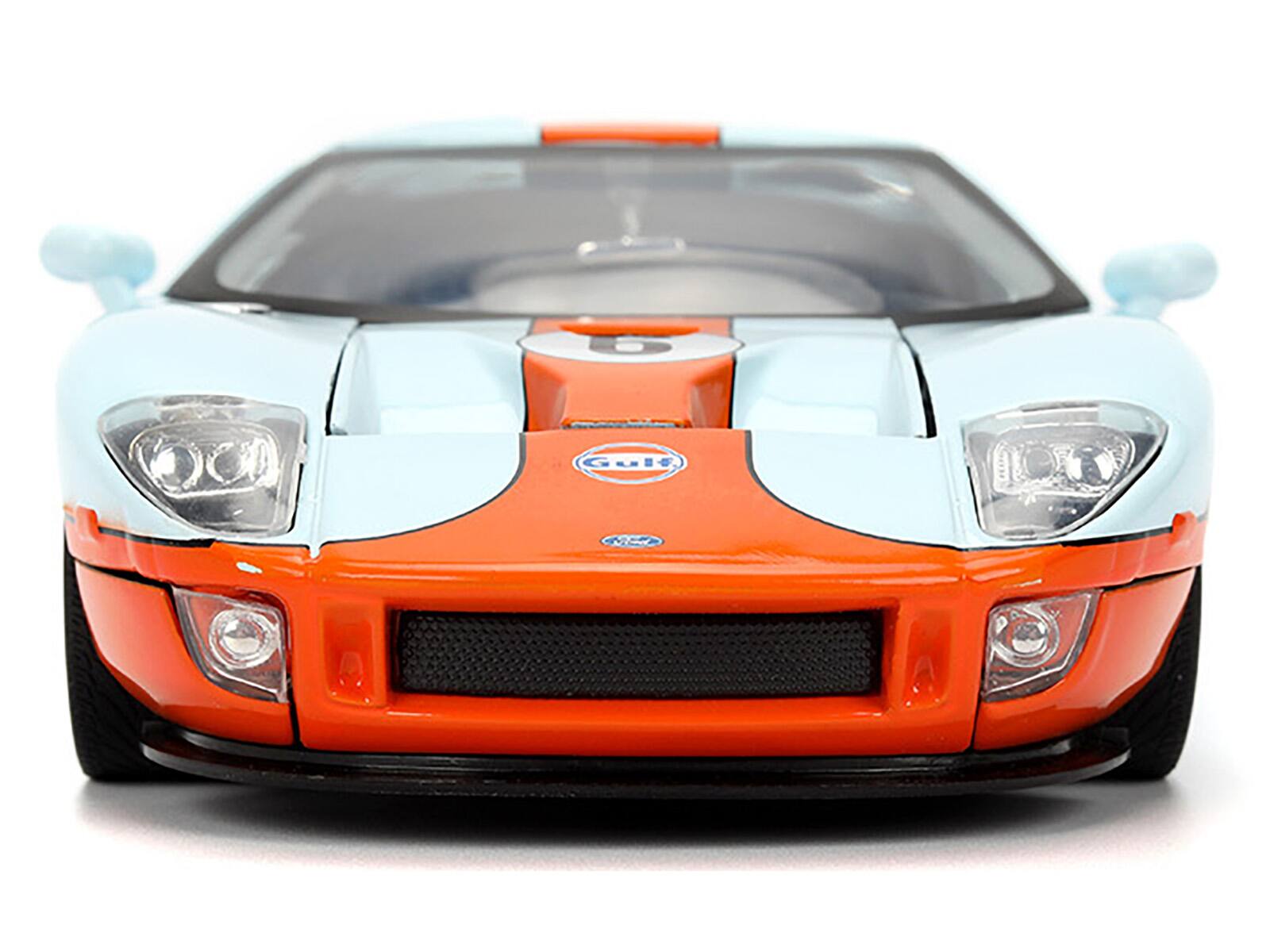 Alt View 5. Jada - 2005 Ford GT #6 "Gulf Oil" Light Blue with Orange Stripes "Hyper-Spec" Series 1/24 Diecast Model Car by Jada.
