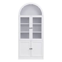 Forest'nSky - 31.5 in. W x 15.7 in. D x 71.25 in. H Arched Top Storage Cabinet with Tempered Glass Doors and Soft Close Hinges - White