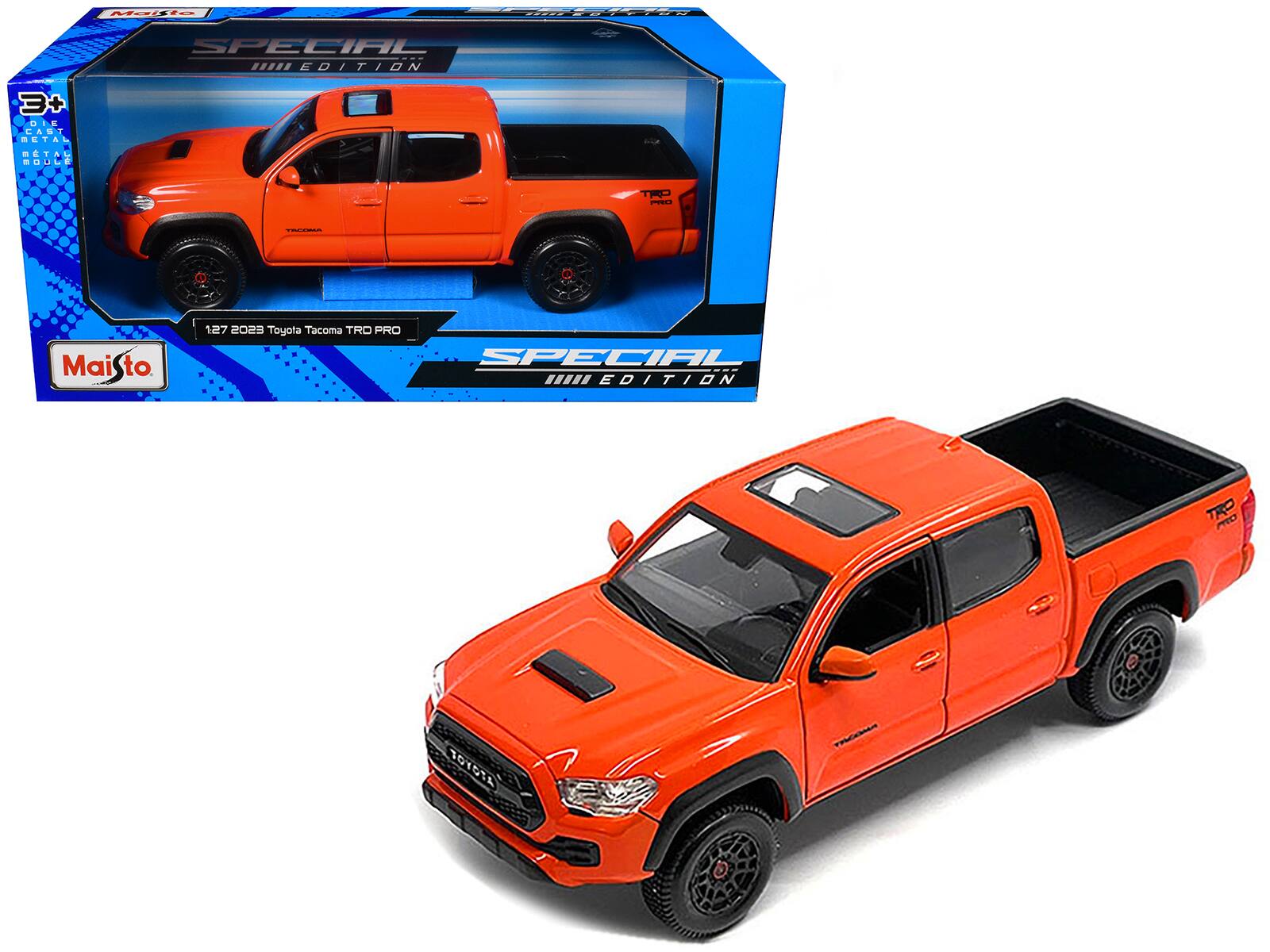 Maisto  
SPECIAL EDITION  
1:27 2023 Toyota Tacoma TRD PRO  
DIE CAST METAL  
SPECIAL EDITION