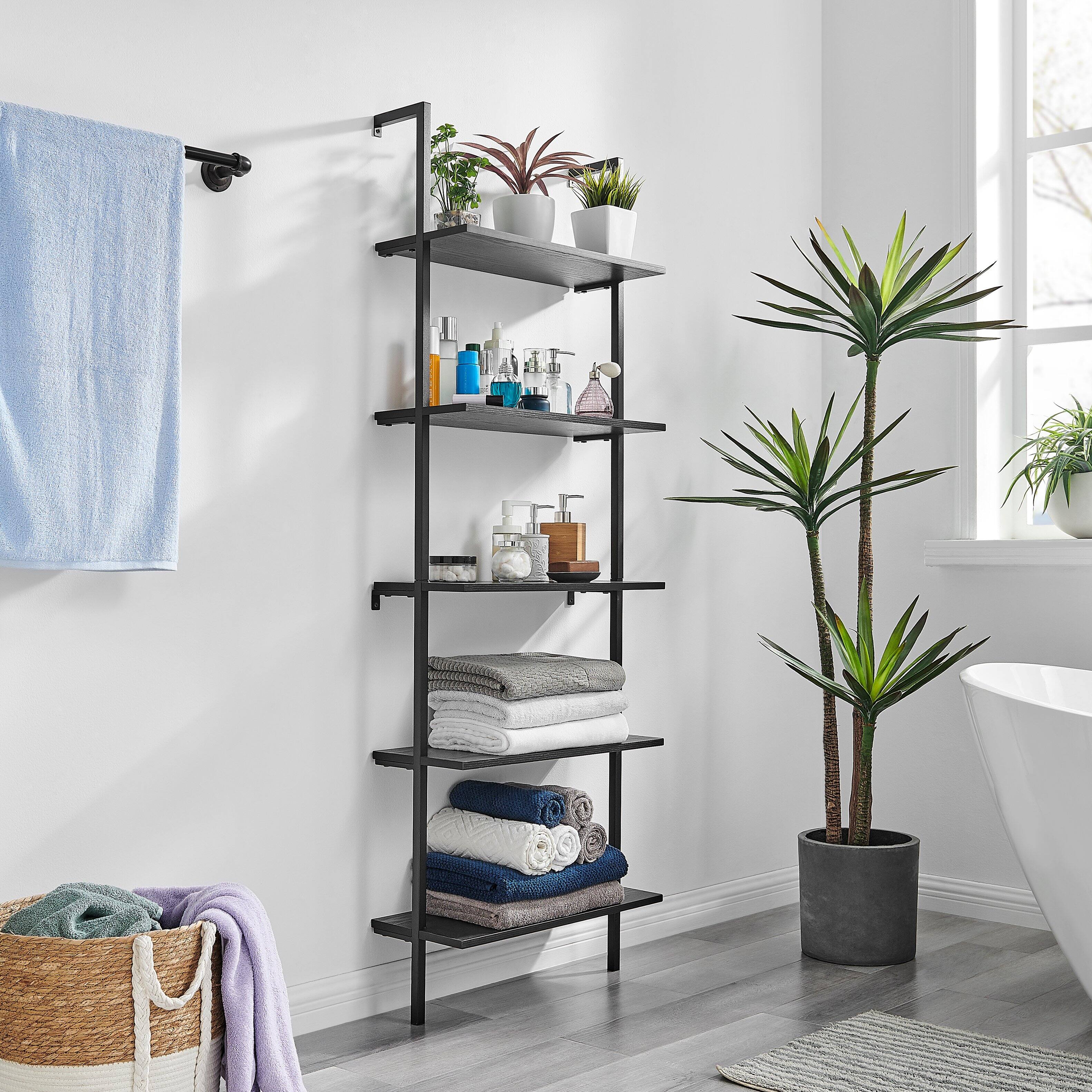 Alt View 4. Danya B - Everett 5-Tier Open Display Wall Mount Ladder Shelf - Black/Black - Black/Black.