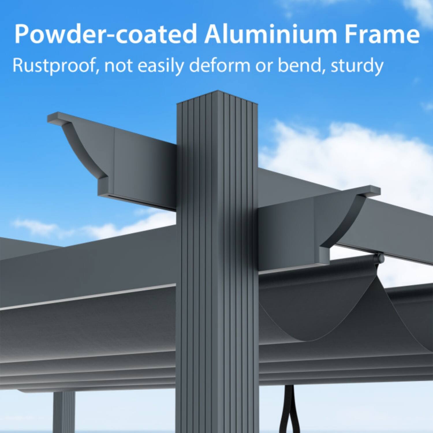 Powder-coated Aluminium Frame  
Rustproof, not easily deform or bend, sturdy