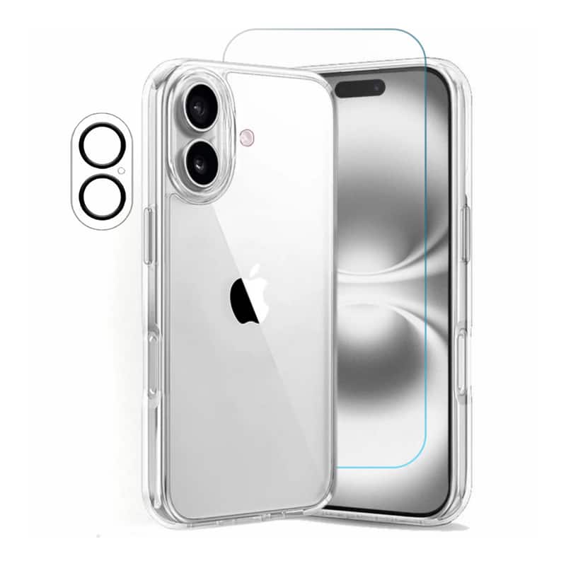 Entronix - 3-in-1 Bundle for iPhone 17: Case, Screen & Camera Protectors - Clear