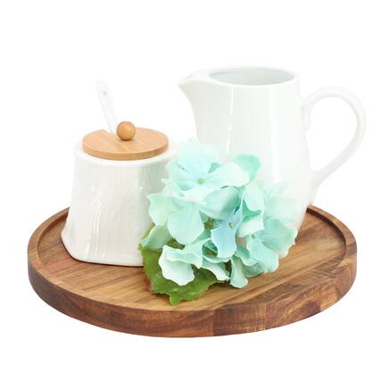 Front. MegaChef - MegaChef 10 Inch Acacia Wood Lazy Susan Tray - Brown.