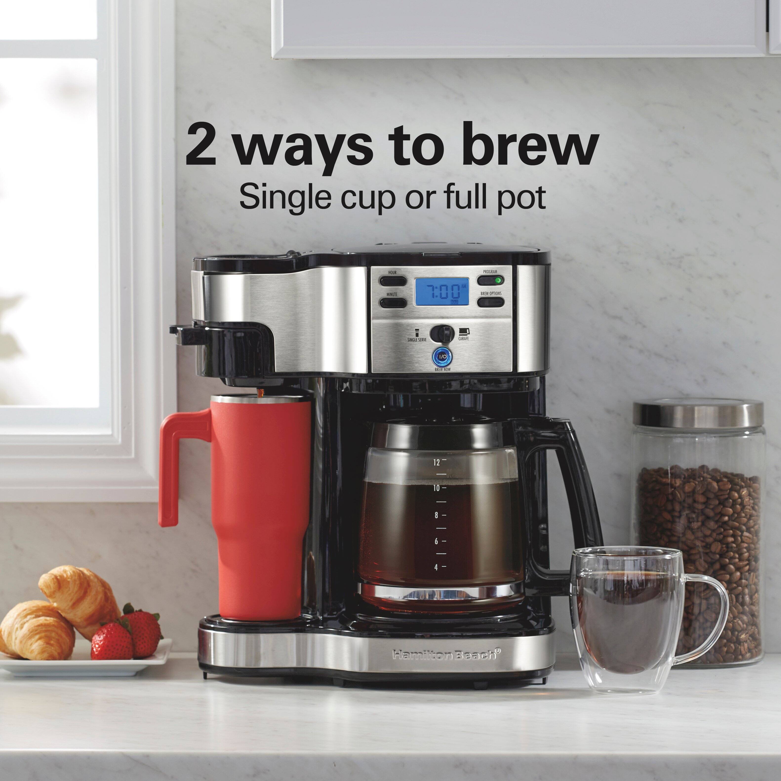 2 ways to brew  
Single cup or full pot