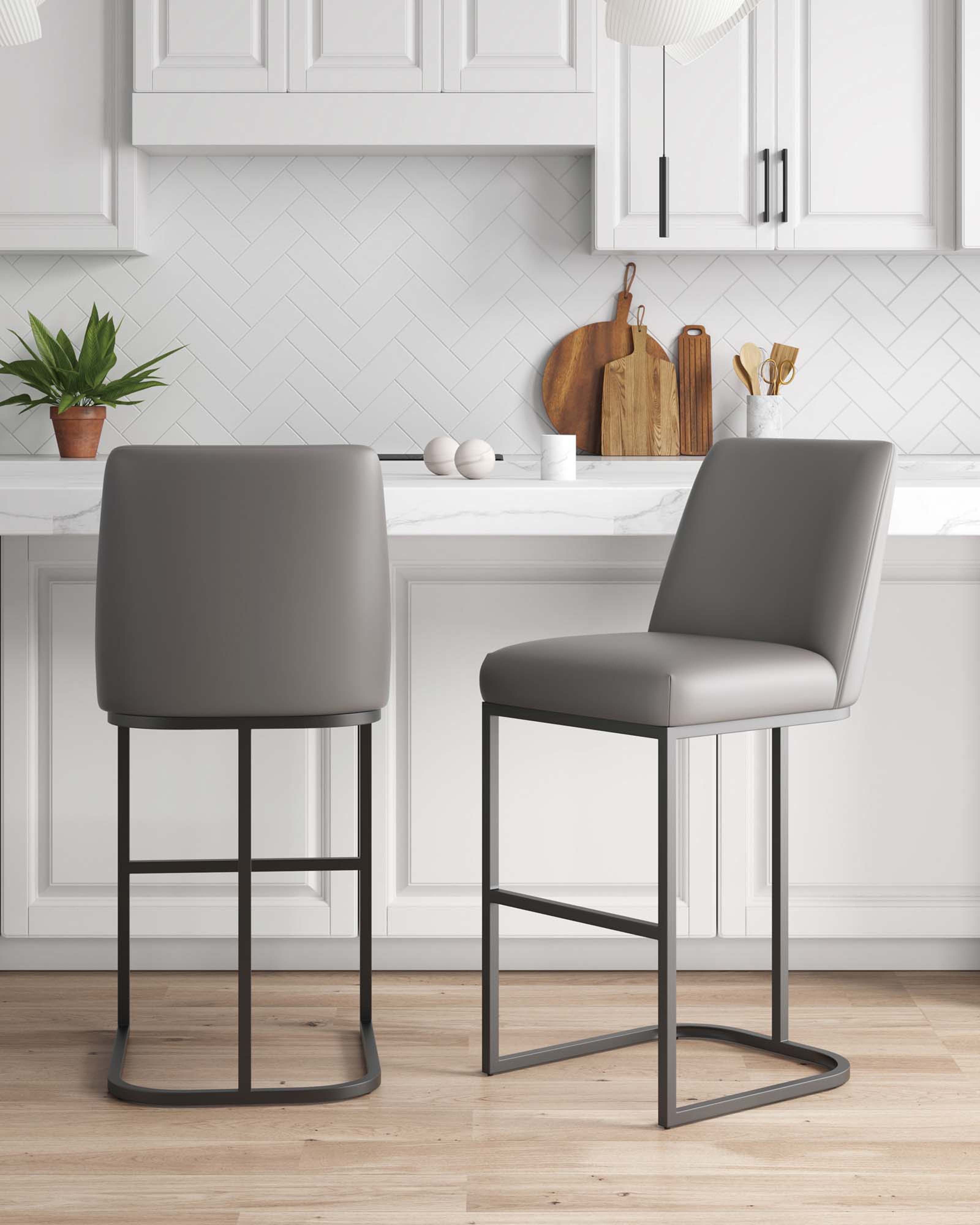 Angle. Manhattan Comfort - Serena Modern Metal Upholstered Barstool - Set of 2 - Taupe.