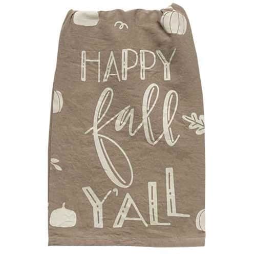 BreeBe - Happy Fall Ya'll Dish Towel - Grey, White