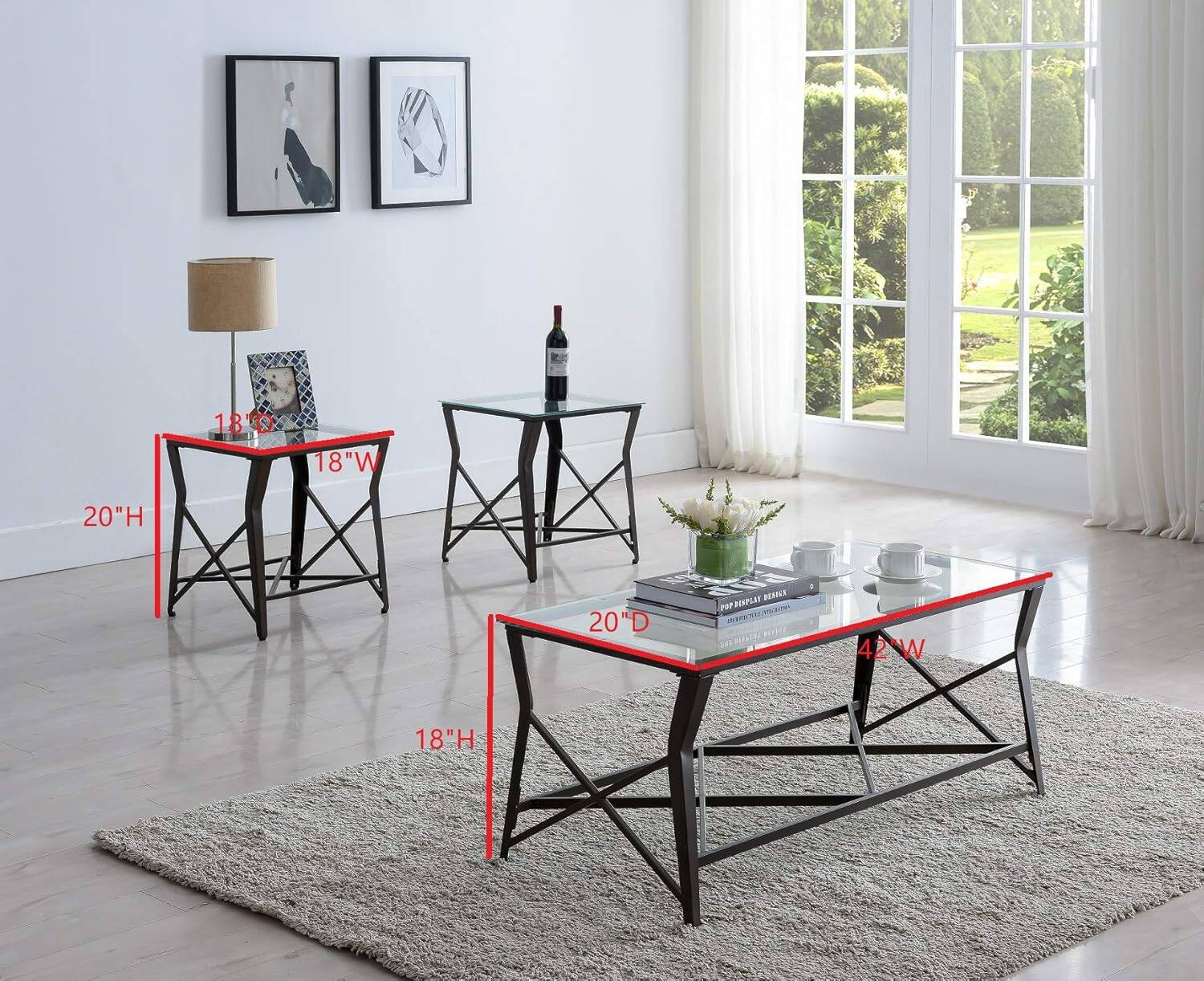 18"W x 20"H x 20"D  
42"W x 18"H x 20"D