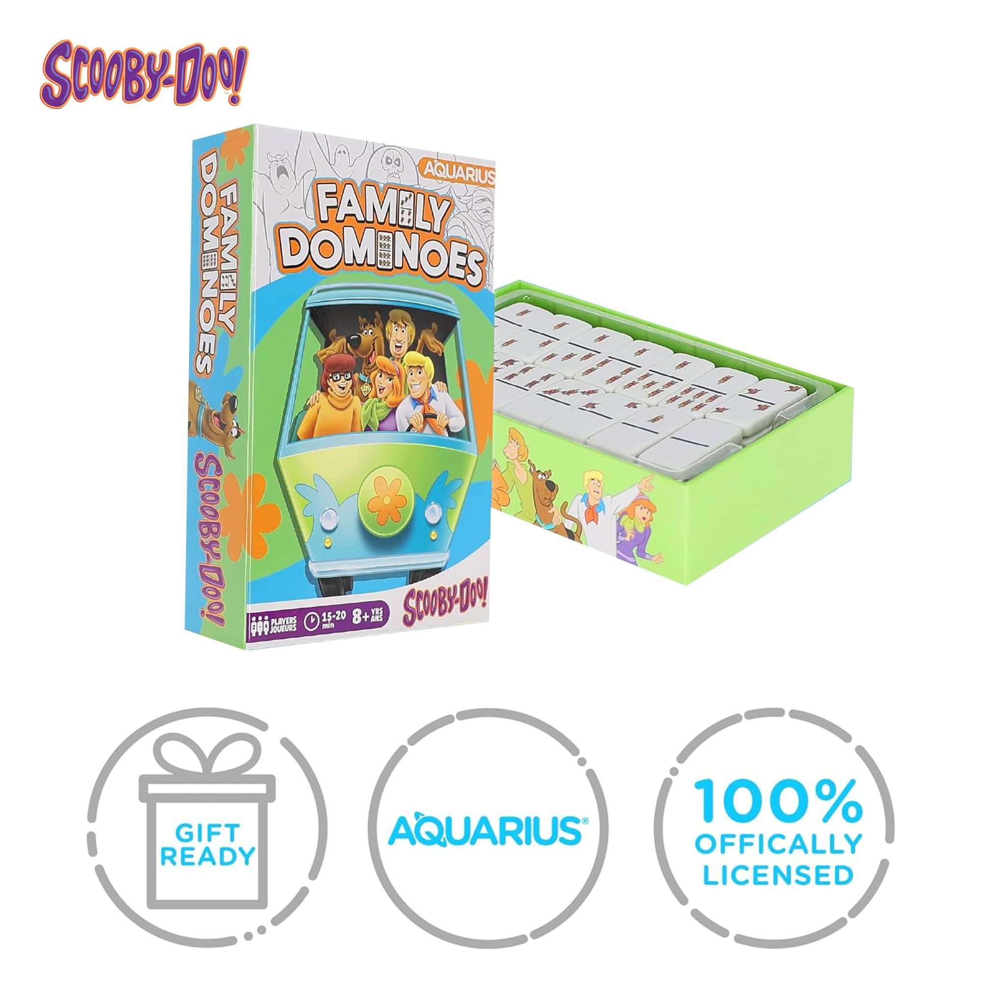 SCOOBY-DOO! FAMILY DOMINOES  
AQUARIUS  
100% OFFICIALLY LICENSED  
GIFT READY
