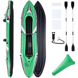 GOPLUS - Inflatable Kayak 2 Person, Heavy Duty Tandem Touring Kayak with Aluminum Paddles - Green + Black