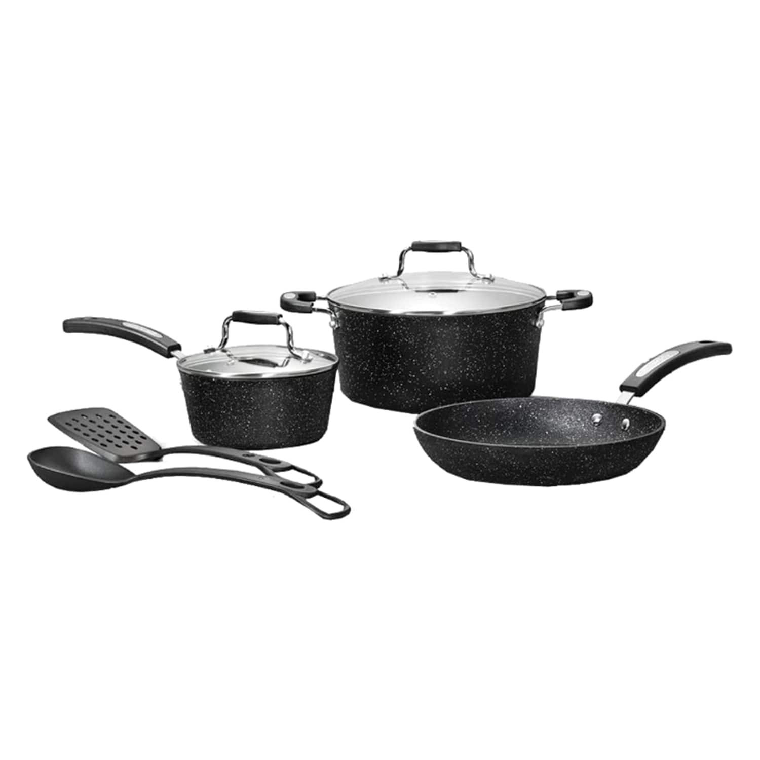 THE ROCK by Starfrit - 7-Piece Cookware Set with Bakelite Handles - Black