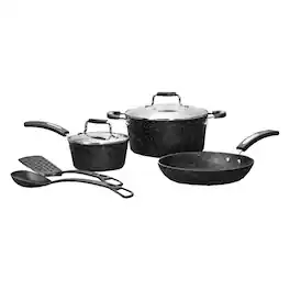 THE ROCK by Starfrit - 030903-002-0000 7-piece Cookware Set W/bakelite Handles - Black